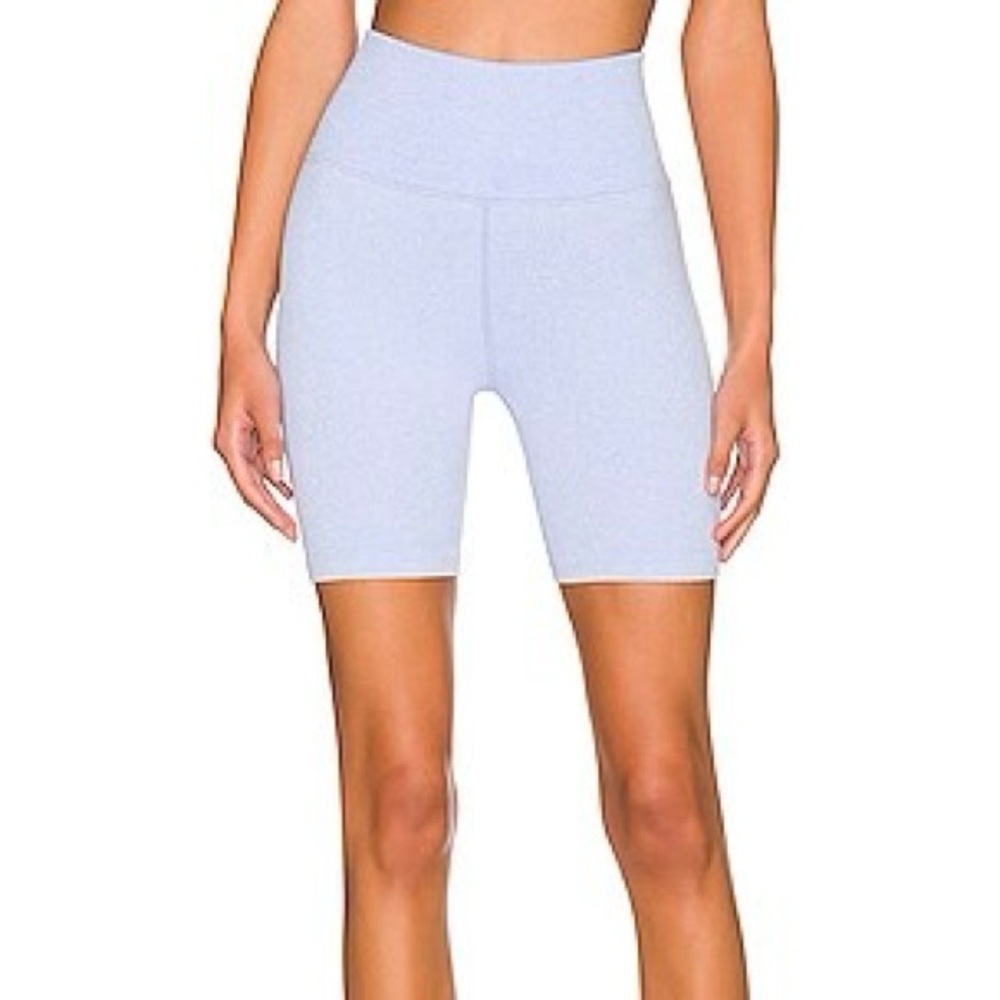 Women's Light Blue High-Waisted Biker Shorts in Heather Blue Sky - size XS/S